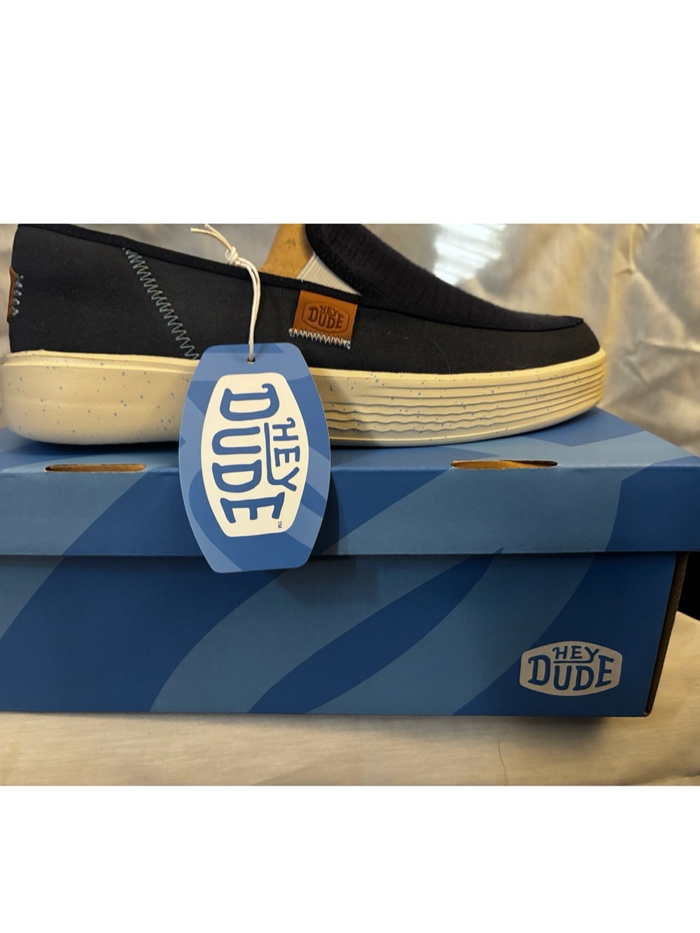 Brand new Hey Dude Sunapee Coastline Black & Cream Slip-On Shoes NWT